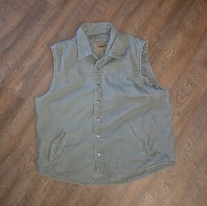 Roper Range Gear Vest Mens Canvas Ranch Chore Jacket Gray Size 2XL Snap Button